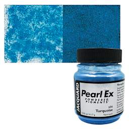 Jacquard Pearl-Ex Pigment - 0.5 oz, Turquoise jar and swatch