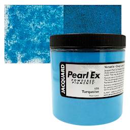 Jacquard Pearl-Ex Pigment - 4 oz, Turquoise, Jar and swatch