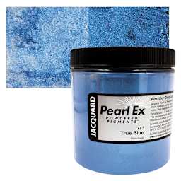 Jacquard Pearl-Ex Pigment - 4 oz, True Blue, Jar and swatch