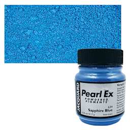Jacquard Pearl-Ex Pigment - 0.50 oz, Sapphire Blue jar and swatch