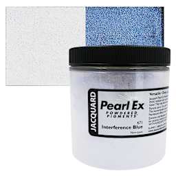 Jacquard Pearl-Ex Pigment - 4 oz, Interference Blue, Jar and swatch