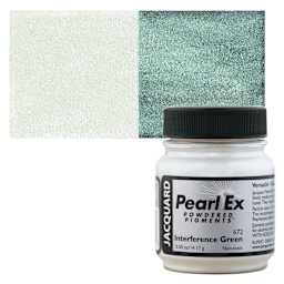 Jacquard Pearl-Ex Pigment - 0.50 oz, Interference Green jar and swatch