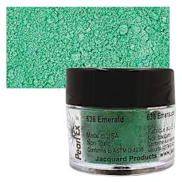 Jacquard Pearl-Ex Pigment - 0.1 oz, Emerald jar and swatch