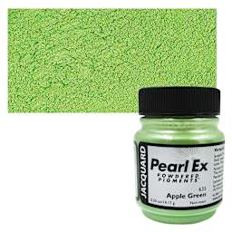 Jacquard Pearl-Ex Pigment - 0.5 oz, Apple Green jar and swatch
