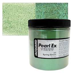 Jacquard Pearl-Ex Pigment - 4 oz, Spring Green, Jar and swatch