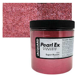 Jacquard Pearl-Ex Pigment - 4 oz, Super Russet, Jar and swatch