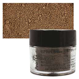 Jacquard Pearl-Ex Pigment - 0.1 oz, Dark Brown jar and swatch