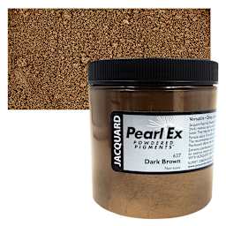 Jacquard Pearl-Ex Pigment - 4 oz, Dark Brown, Jar and swatch