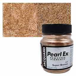 Jacquard Pearl-Ex Pigment - 0.75 oz, Super Bronze jar and swatch