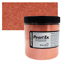 Jacquard Pearl-Ex Pigment - 4 oz, Rose Gold, Jar and swatch