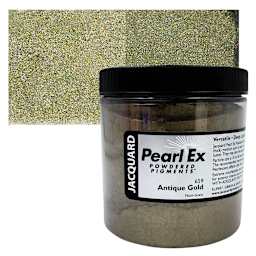 Jacquard Pearl-Ex Pigment - 4 oz, Antique Gold, Jar and swatch