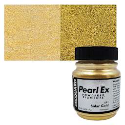 Jacquard Pearl-Ex Pigment - 0.50 oz, Solar Gold jar and swatch