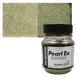 Jacquard Pearl-Ex Pigment - 0.75 oz, Antique Gold jar and swatch