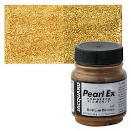 Jacquard Pearl-Ex Pigment - 0.75 oz, Aztec Gold jar and swatch