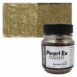 Jacquard Pearl-Ex Pigment - 0.75 oz, Sunset Gold jar and swatch