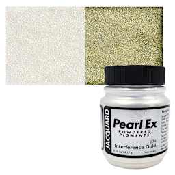Jacquard Pearl-Ex Pigment - 0.5 oz, Interference Gold jar and swatch