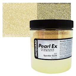 Jacquard Pearl-Ex Pigment - 4 oz, Sparkle Gold, Jar and swatch