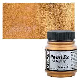 Jacquard Pearl-Ex Pigment - Knox Gold, .5 oz, Jar and swatch