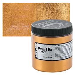 Jacquard Pearl-Ex Pigment - Knox Gold, 4 oz, Jar and swatch
