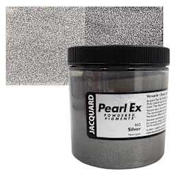 Jacquard Pearl-Ex Pigment - 4 oz, Silver, Jar and swatch