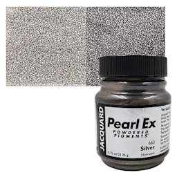 Jacquard Pearl-Ex Pigment - 0.75 oz, Silver jar and swatch
