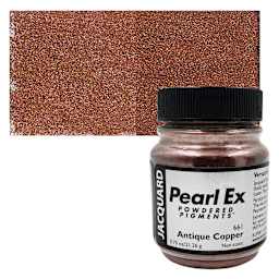 Jacquard Pearl-Ex Pigment - 0.75 oz, Antique Copper jar and swatch