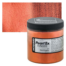 Jacquard Pearl-Ex Pigment - Hot Copper, 4 oz, Jar and swatch