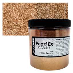 Jacquard Pearl-Ex Pigment - 4 oz, Super Bronze, Jar and swatch