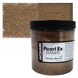 Jacquard Pearl-Ex Pigment - 4 oz, Antique Bronze, Jar and swatch