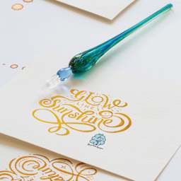 Manuscript Glass Dip Pen with gold calligraphy 