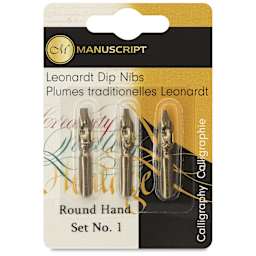 Manuscript Leonardt Dip Pen Nibs - Round Hand No. 1, Set of 3, front of packaging