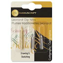 Manuscript Leonardt Dip Pen Nibs - Drawing & Sketching, Set of 3, front of packaging
