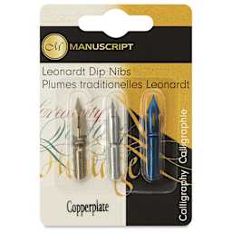 Manuscript Leonardt Dip Pen Nibs - Copperplate, Set of 3, front of packaging