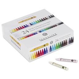 Sennelier Woodless Pastel Pencils - Set of 24, Assorted, Half Sticks, two pencils out of packaging