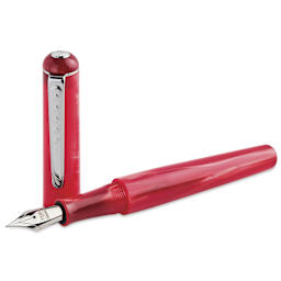 Tom Hessin Charles Collection Fountain Pen - Exhibition Red, pen and cap (image may show a different size nib)