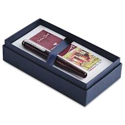 Tom Hessin Charles Collection Fountain Pen - Castle Claret, pen inside of the packaging