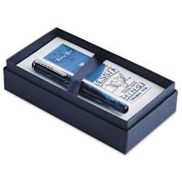 Tom Hessin Charles Collection Fountain Pen - Thames Blue, pen inside of the packaging