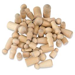 Hygloss Wooden People Shapes - 40 pc assortment shown in pile
