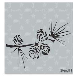 Stencil1 Stencil - Pine Branch, 5-3/4'' x 6''