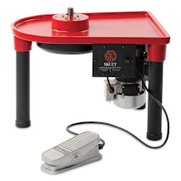 Skutt Red Legend Pottery Wheel - 1/3 HP w/ SSX Controller Pedal with splash pan and wheel head removed