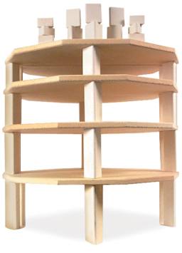 Skutt Kiln Furniture Kits - Model 1227 shown assembled with 8 half shelves in 4 levels