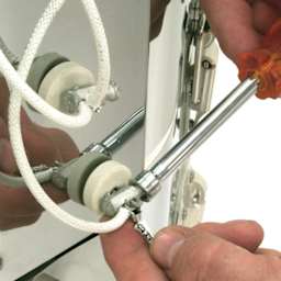 Amaco Excel 22" Deep Select Fire Kilns - Closeup of hands showing lug connectors