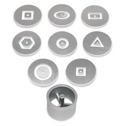 Nidec Shimpo Extruder Die Set - Top view of Eight Hollow dies for use with Extruder