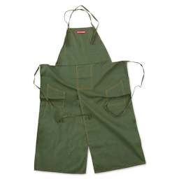 Echo Ceramics Claypron - Top view of Olive Green apron showing leg split and ties
