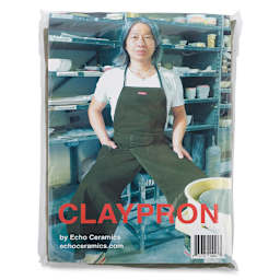Echo Ceramics Claypron - Front view of package showing artist in apron at potters wheel
