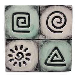 Mayco Press Tools - Finished tiles showing each Spiral Designs pattern