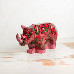 Mayco Jungle Gems Crystal Glaze - Maroon Lagoon - finished rhino statue example