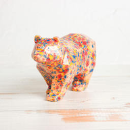 Mayco Jungle Gems Crystal Glaze - Peach Party - finished bear statue example