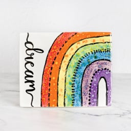 Mayco Lead-Free Jungle Gems Crystal Glazes and Sets - finished rainbow art example