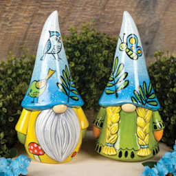 Mayco Speckled Stroke & Coat Glazes - finished garden gnome examples